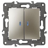 Выключатель с подсветкой без рамки Эра Elegance 2-кл. шампань картинка